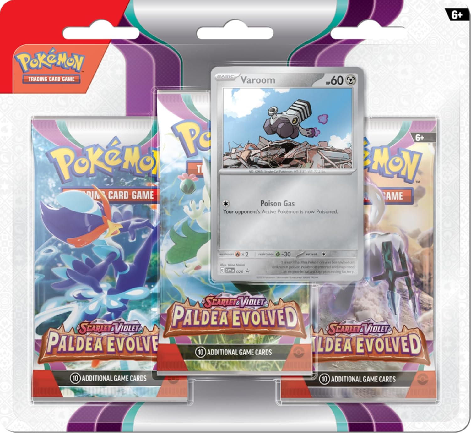 Pokemon TCG Paldea Evolved 3 Pack Blister - Varoom